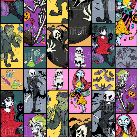 Horror Halloween Seamless Pattern
