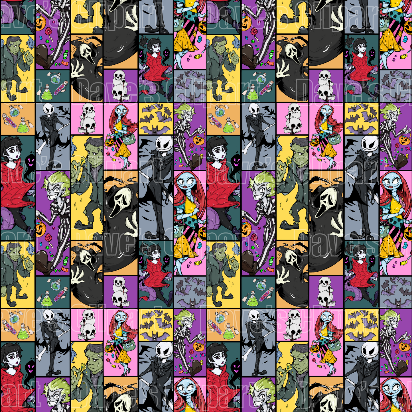 Horror Halloween Seamless Pattern