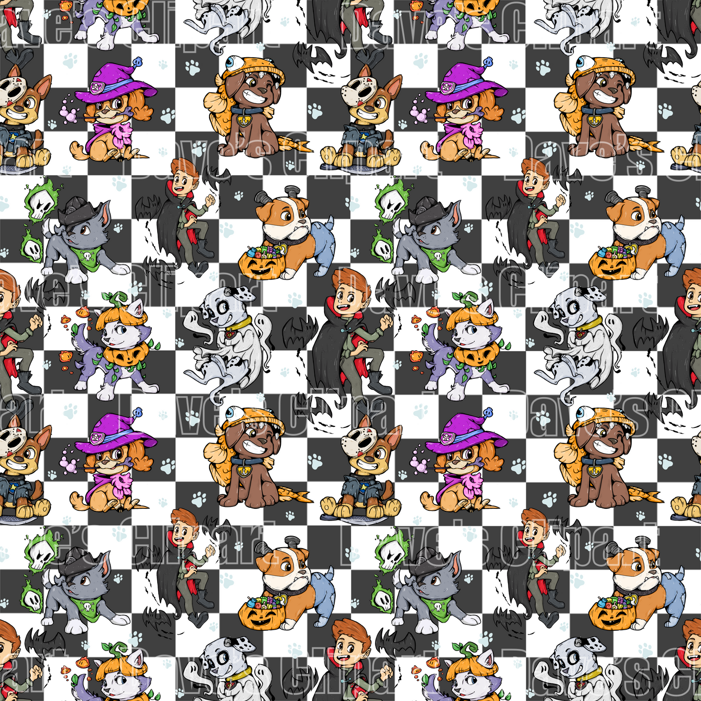 Halloween PawPatrol Seamless File (Checkered)