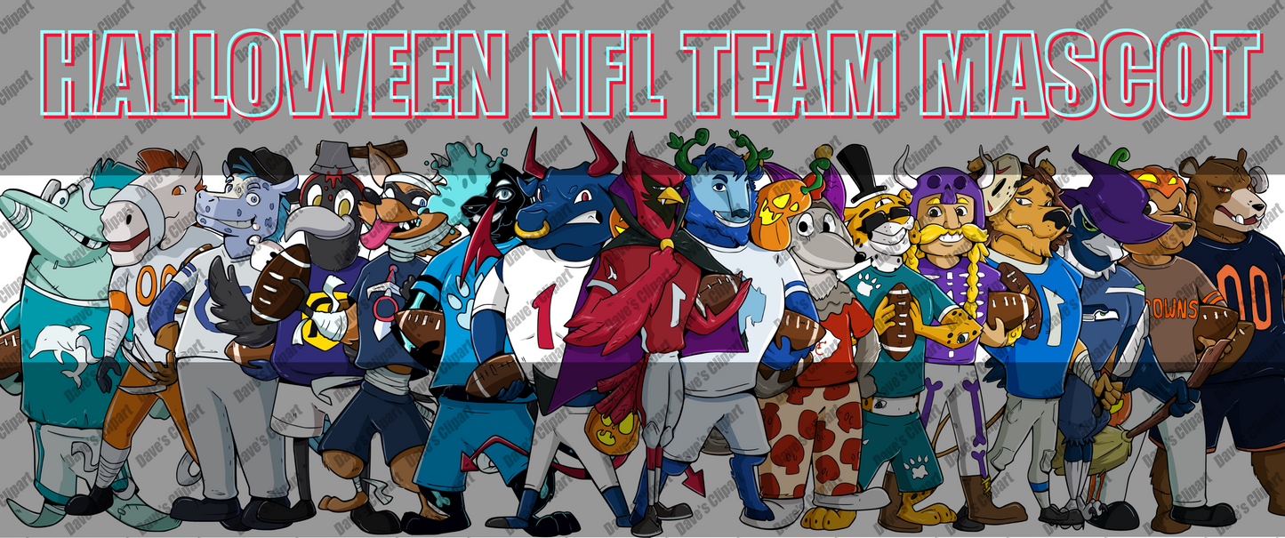 Halloween NFL Team Mascot 32 Teams