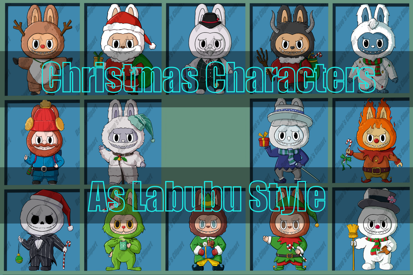 Christmas Characters As labubu Style