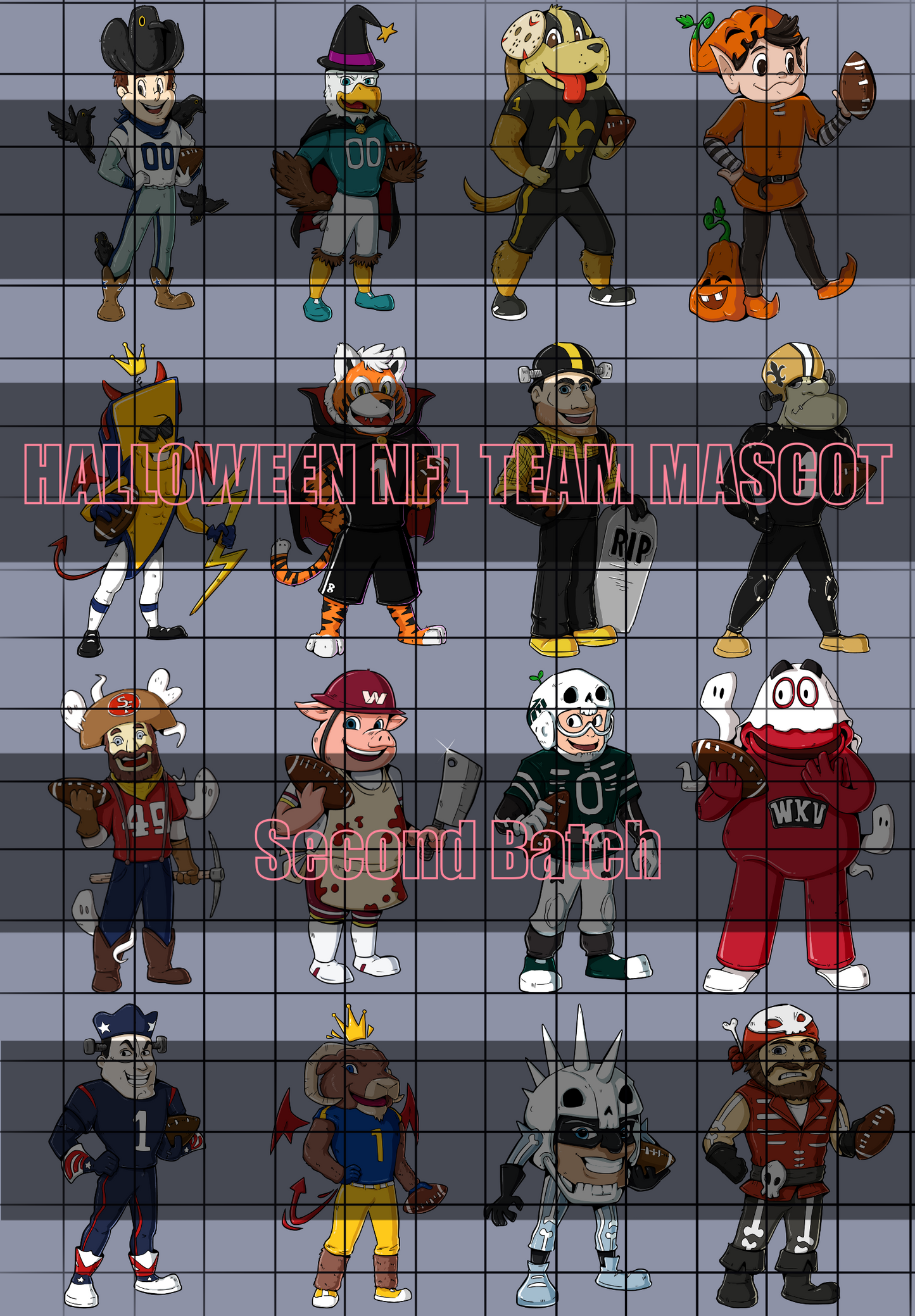 Halloween NFL Team Mascot 32 Teams